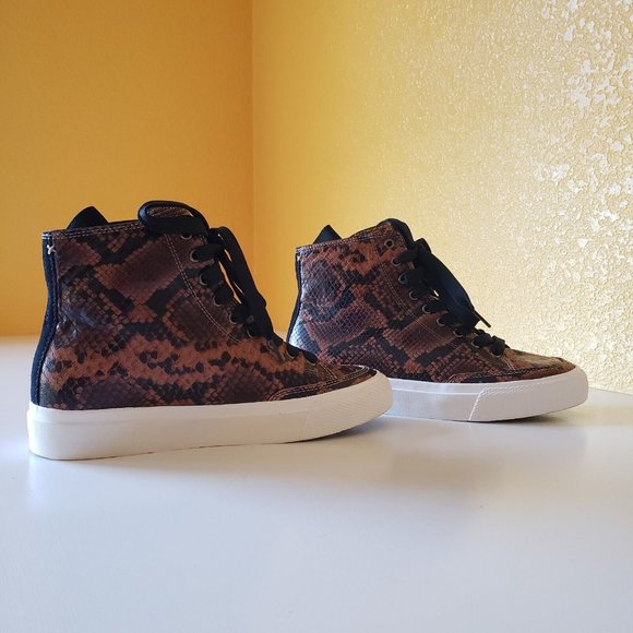 Rag & Bone High Top Snake Printed Leather Sneakers - Sz 38.5 (8.5) - Picture 10 of 16